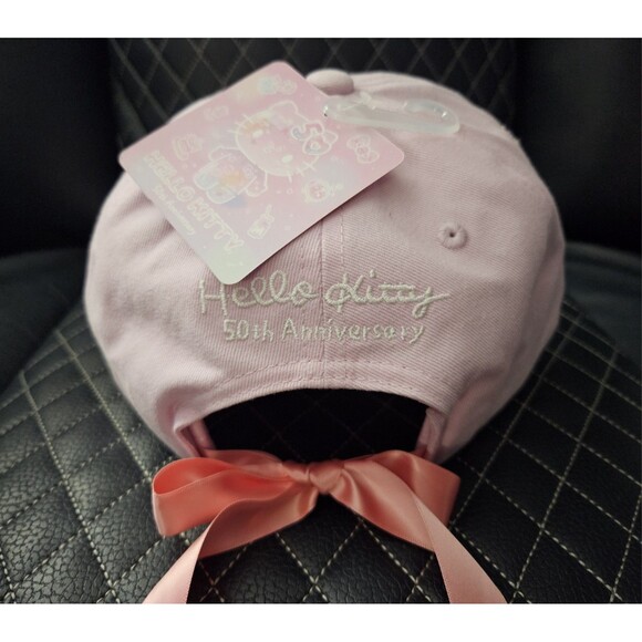 Hello Kitty 50th Anniversary Pink Baseball Cap with Ribbon Tie Back main image 6